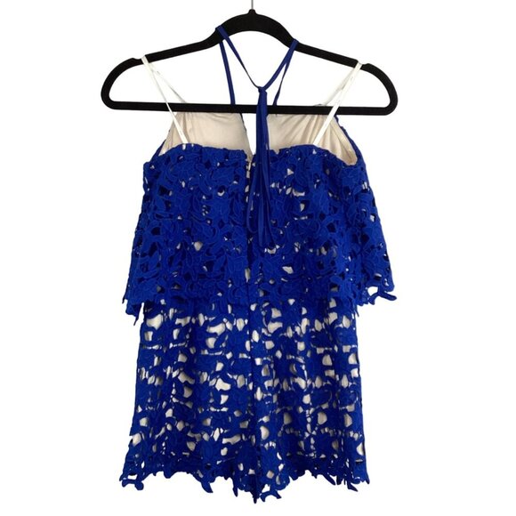 JOA Revolve Blue Lace Halter Romper Size Small J.O.A Shorts - Picture 7 of 10